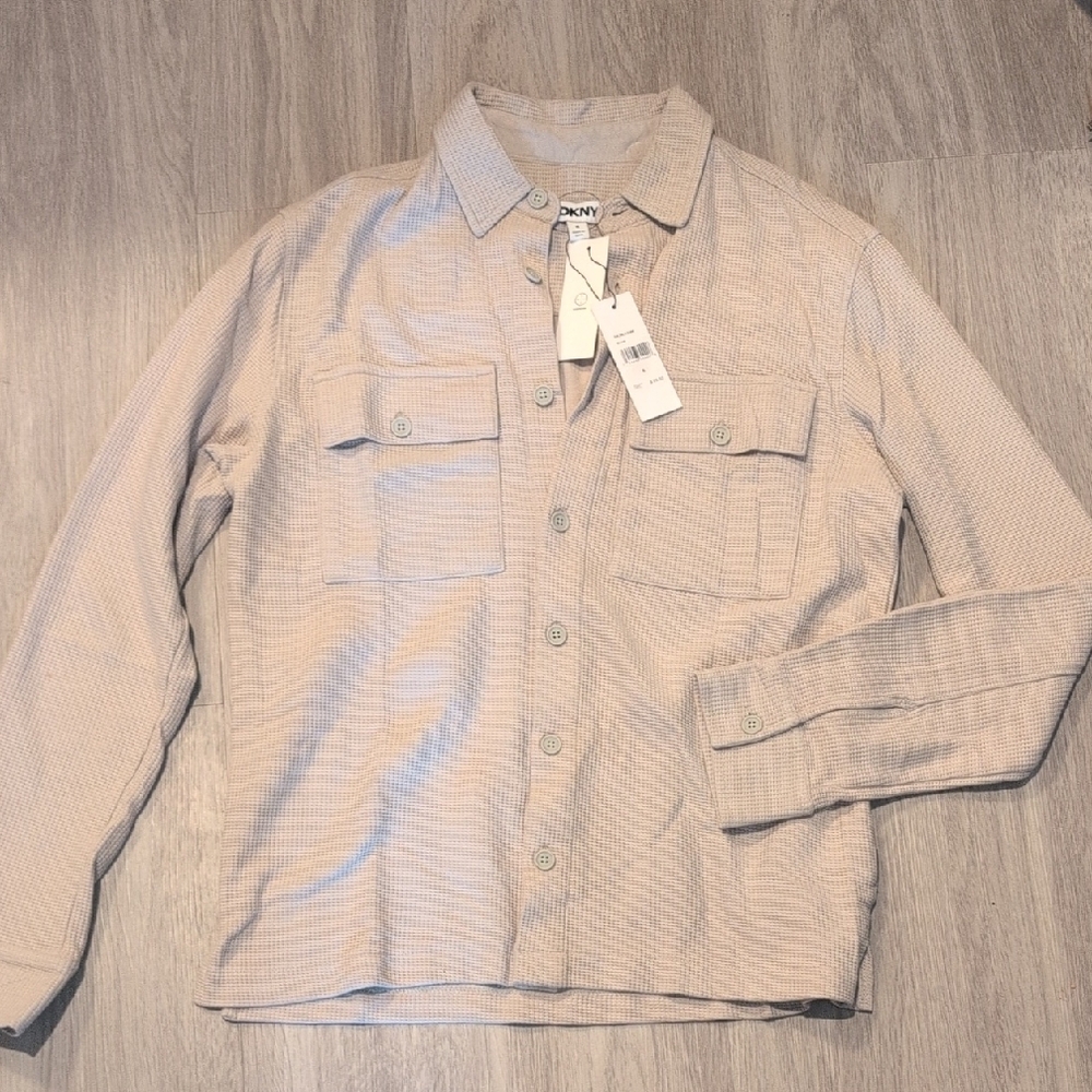DKNY Light Beige Textured Shirt